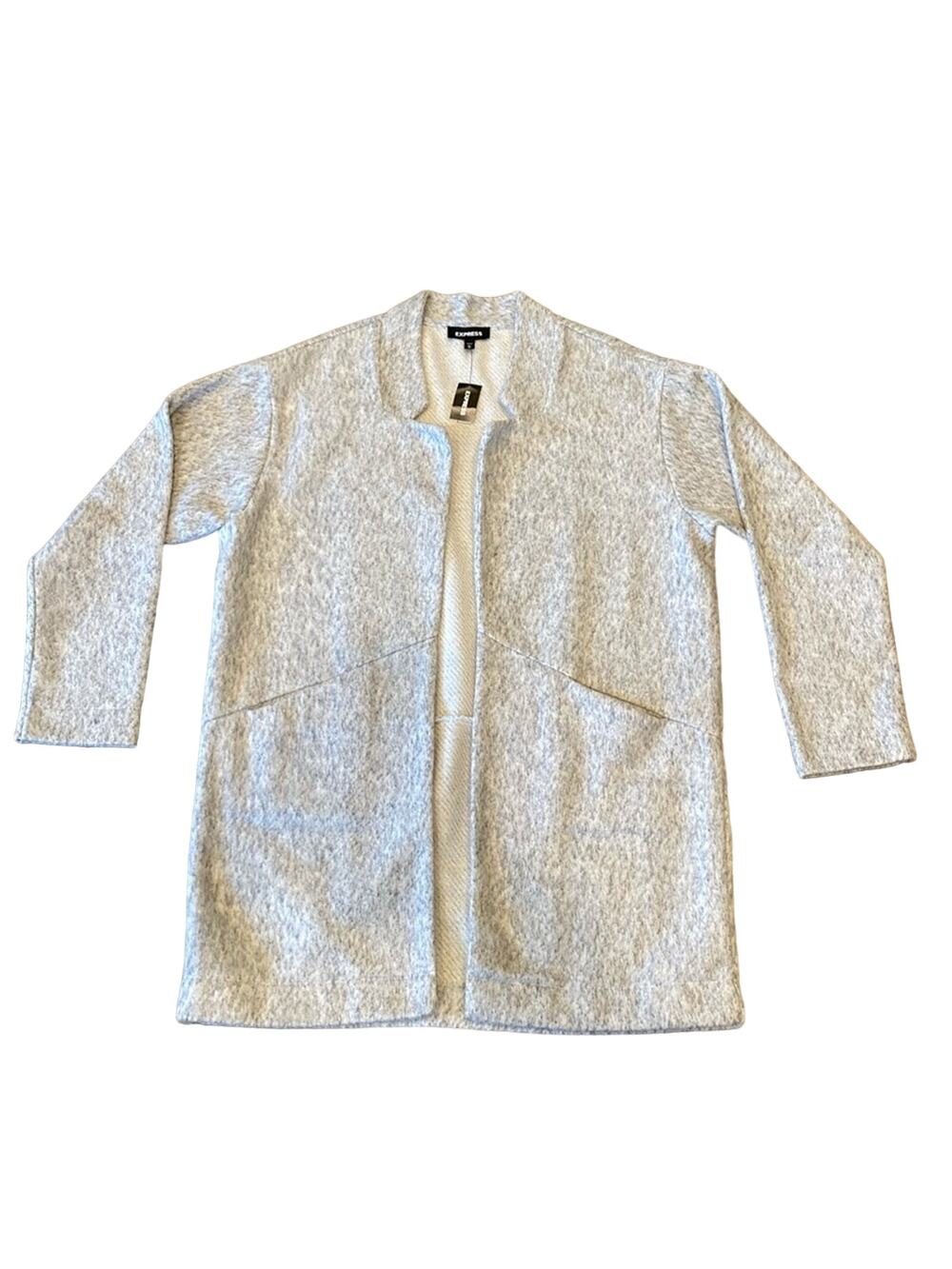 NWT Express Women's Open Front Sweater Coat Light Grey Size L